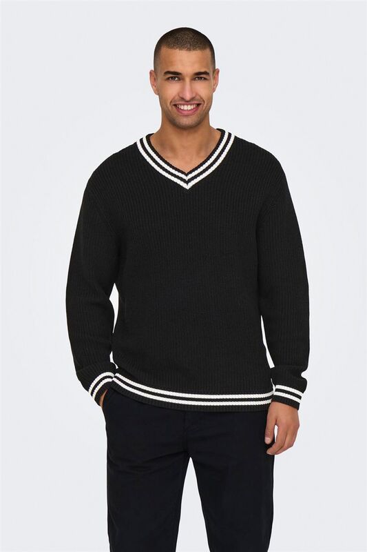 Only & Sons - ONSLIMA LIFE REG 5 MIX BOX KNIT BTS Erkek Siyah Kazak - 22031007