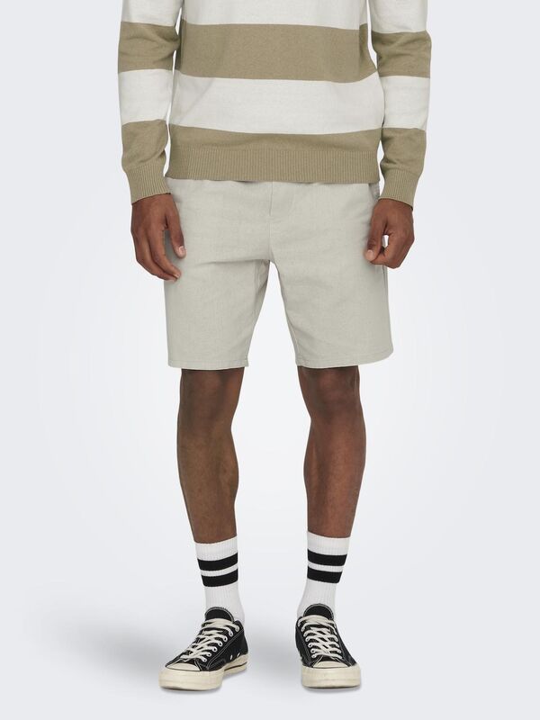 Only & Sons - ONSLINUS 0007 COT LIN SHORTS NOOS Erkek Gri Şort - 22024967