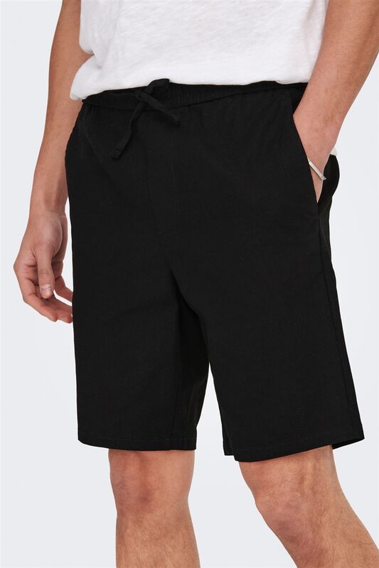 ONSLINUS 0007 COT LIN SHORTS NOOS Erkek Siyah Şort - 22024967