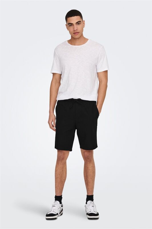 ONSLINUS 0007 COT LIN SHORTS NOOS Erkek Siyah Şort - 22024967