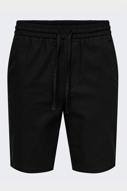 ONSLINUS 0007 COT LIN SHORTS NOOS Erkek Siyah Şort - 22024967
