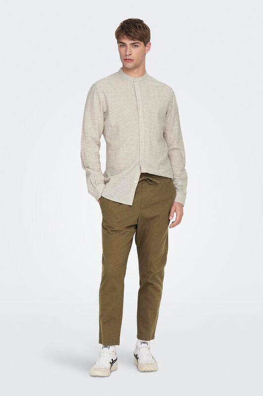 ONSLINUS CROP 0007 COT LIN PNT NOOS Erkek Kahverengi Eşofman Altı - 22024966