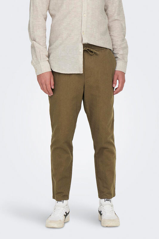 ONSLINUS CROP 0007 COT LIN PNT NOOS Erkek Kahverengi Eşofman Altı - 22024966