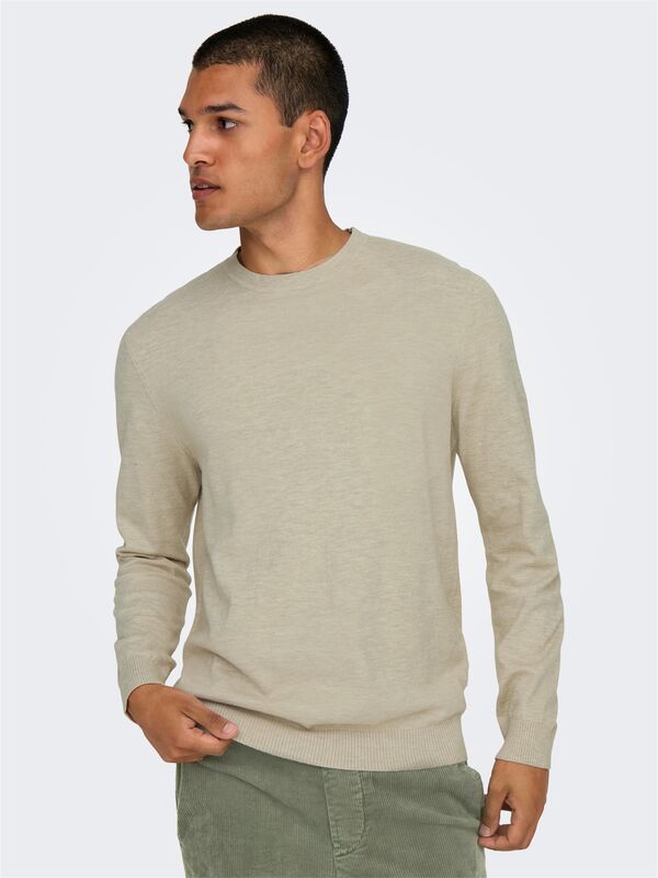 ONSLOUI REG 12 MEL CREW KNIT NOOS Erkek Bej Kazak - 22029951