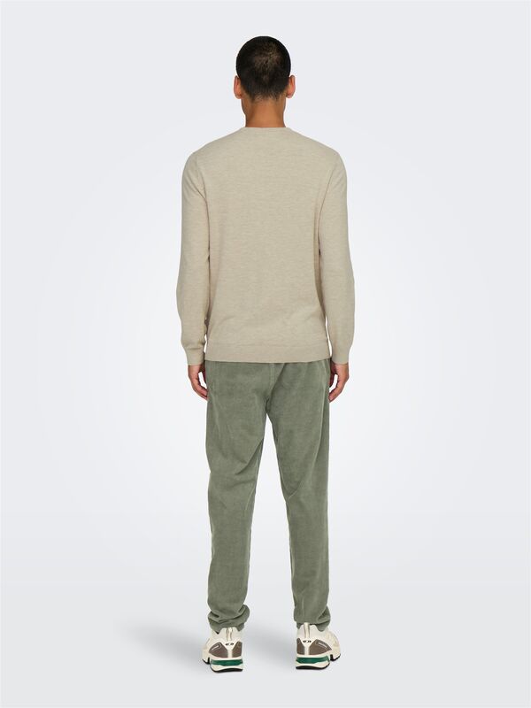 ONSLOUI REG 12 MEL CREW KNIT NOOS Erkek Bej Kazak - 22029951