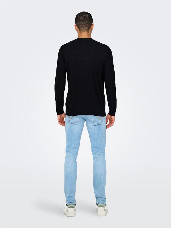 ONSLOUI REG 12 MEL CREW KNIT NOOS Erkek Siyah Kazak - 22029951