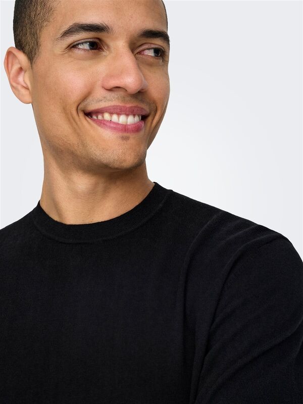 ONSLOUI REG 12 MEL CREW KNIT NOOS Erkek Siyah Kazak - 22029951