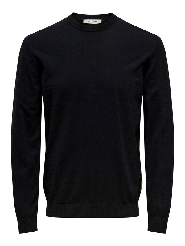 Only & Sons - ONSLOUI REG 12 MEL CREW KNIT NOOS Erkek Siyah Kazak - 22029951