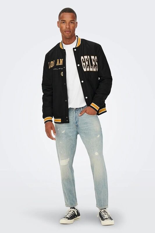 Onsloui Varsity Jacket Otw Erkek Siyah Mont - 22022509