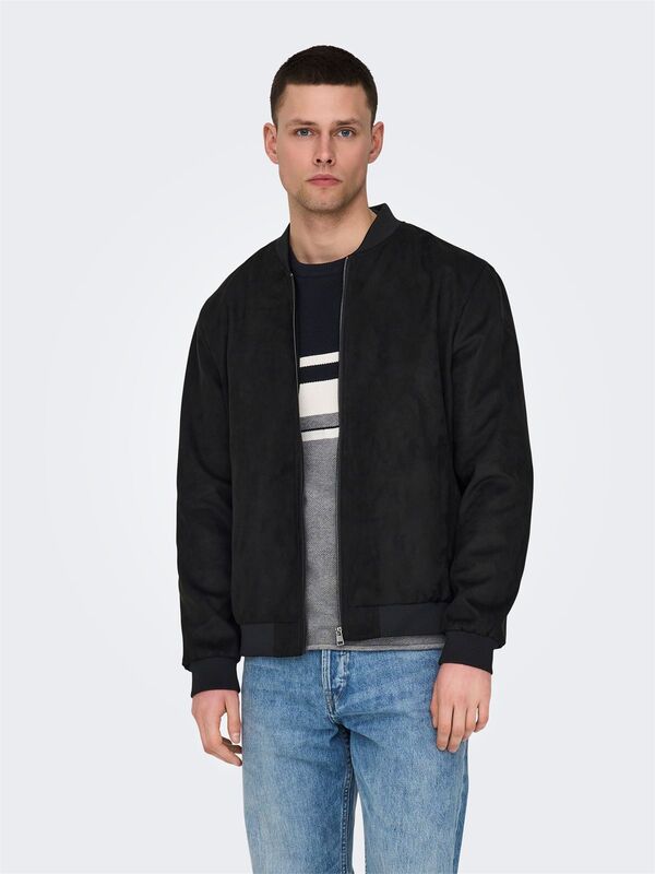 Only & Sons - ONSLUCAS FAKE SUEDE BOMBER OTW NOOS Erkek Black Mont - 22027463