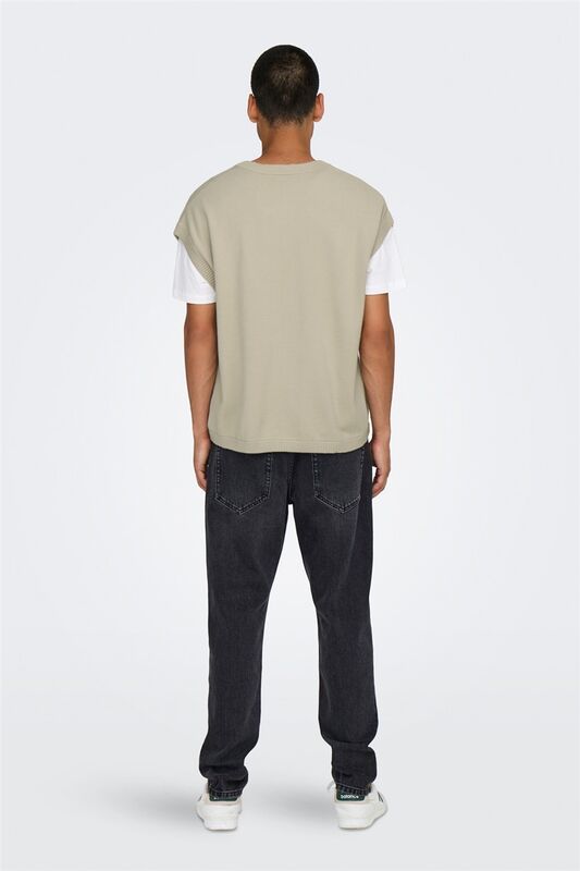 ONSLUSIM LIFE RLX 12 V-NECK VEST KNIT Erkek Gri Yelek - 22030784