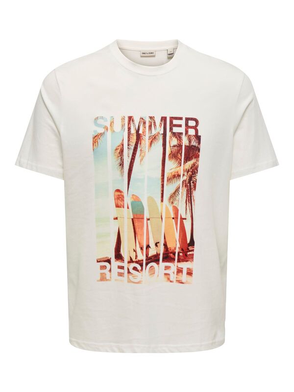 Only & Sons - ONSMAGDY LIFE REG PHOTOPRINT SS TEE Erkek Beyaz T-Shirt - 22029454