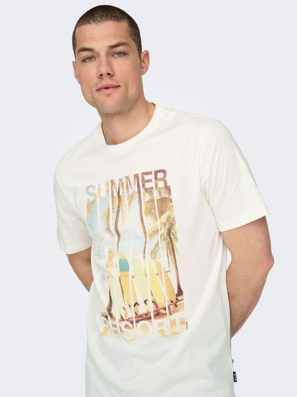 ONSMAGDY LIFE REG PHOTOPRINT SS TEE Erkek Beyaz T-Shirt - 22029454
