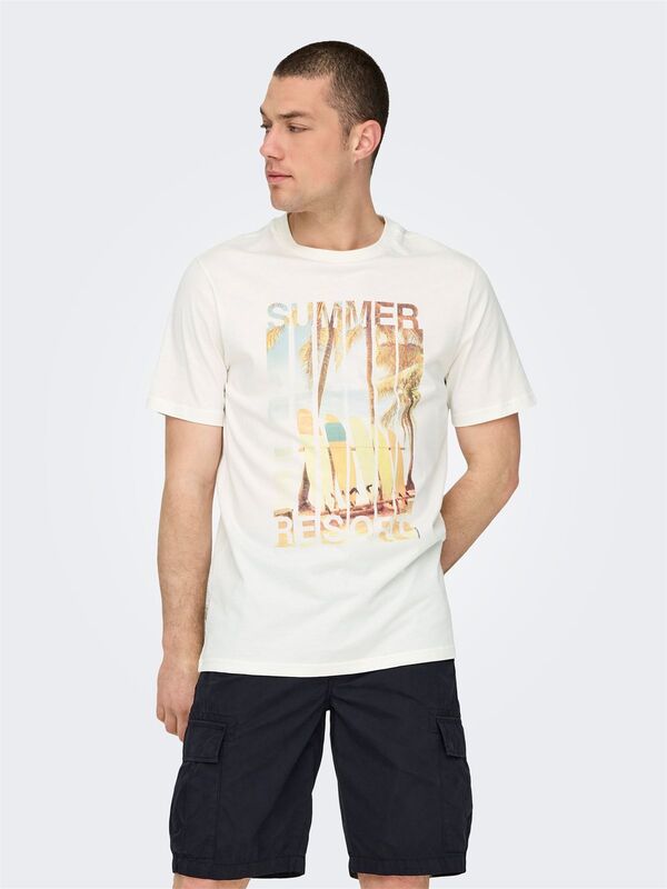 ONSMAGDY LIFE REG PHOTOPRINT SS TEE Erkek Beyaz T-Shirt - 22029454
