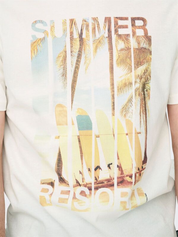 ONSMAGDY LIFE REG PHOTOPRINT SS TEE Erkek Beyaz T-Shirt - 22029454