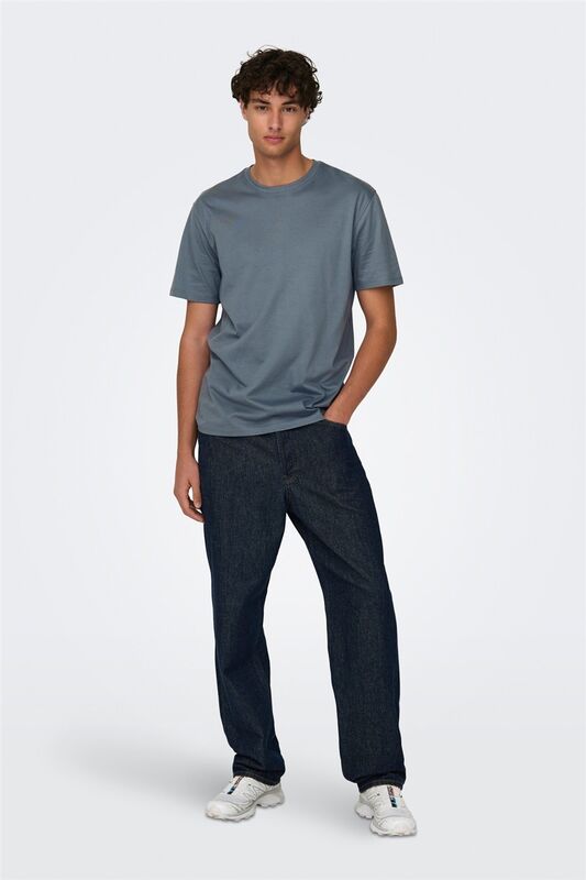 ONSMAX LIFE SS STITCH TEE NOOS Erkek Mavi T-Shirt - 22025208