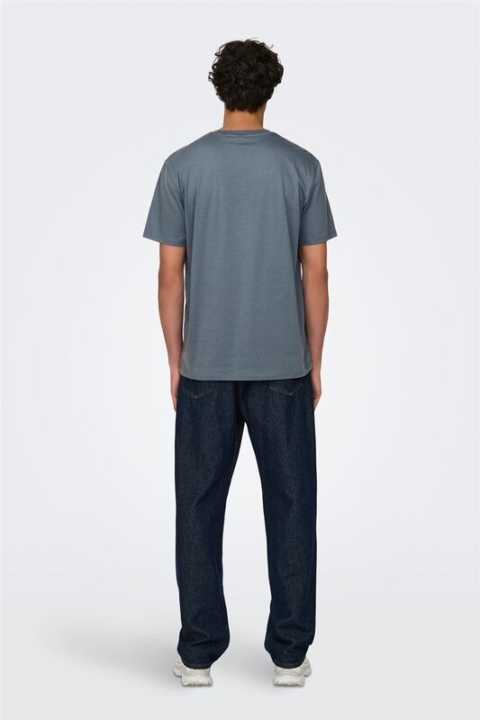 ONSMAX LIFE SS STITCH TEE NOOS Erkek Mavi T-Shirt - 22025208