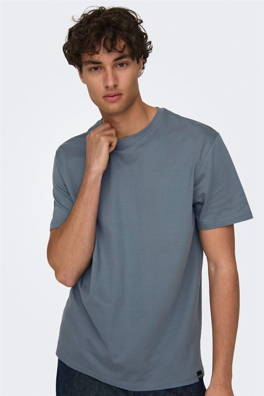 ONSMAX LIFE SS STITCH TEE NOOS Erkek Mavi T-Shirt - 22025208