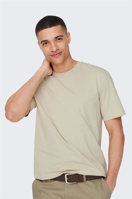 ONSMAX LIFE SS STITCH TEE NOOS Erkek Sarı T-Shirt - 22025208