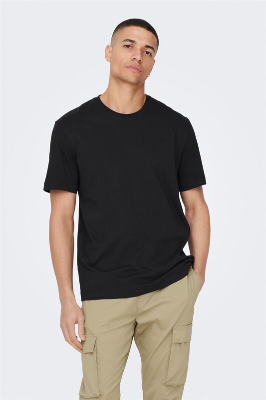 Only & Sons - ONSMAX LIFE SS STITCH TEE NOOS Erkek Siyah T-Shirt - 22025208