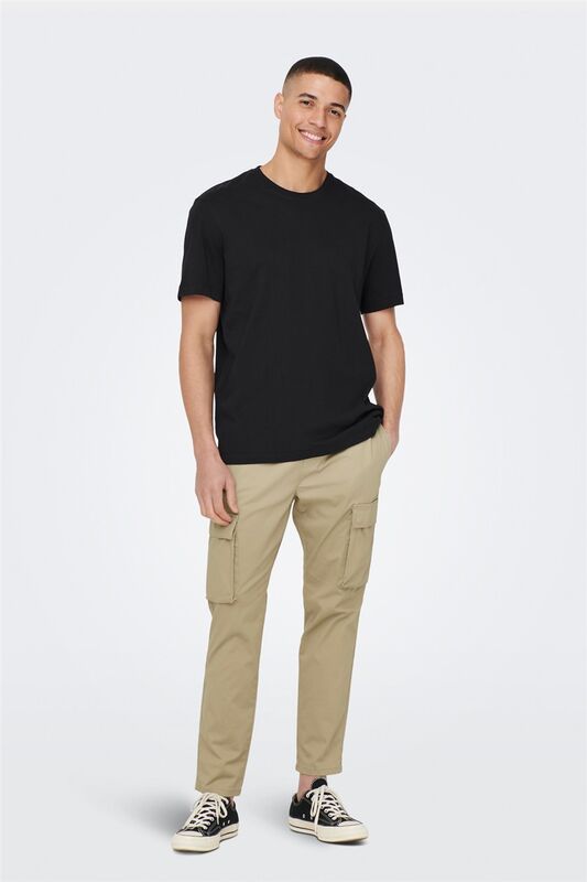 ONSMAX LIFE SS STITCH TEE NOOS Erkek Siyah T-Shirt - 22025208