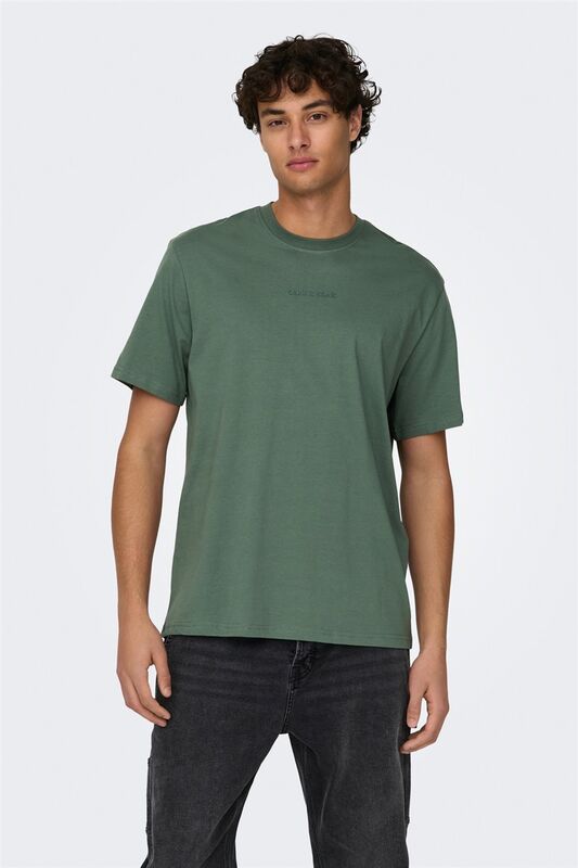 Only & Sons - ONSMAX LIFE SS STITCH TEE NOOS Erkek Yeşil T-Shirt - 22025208