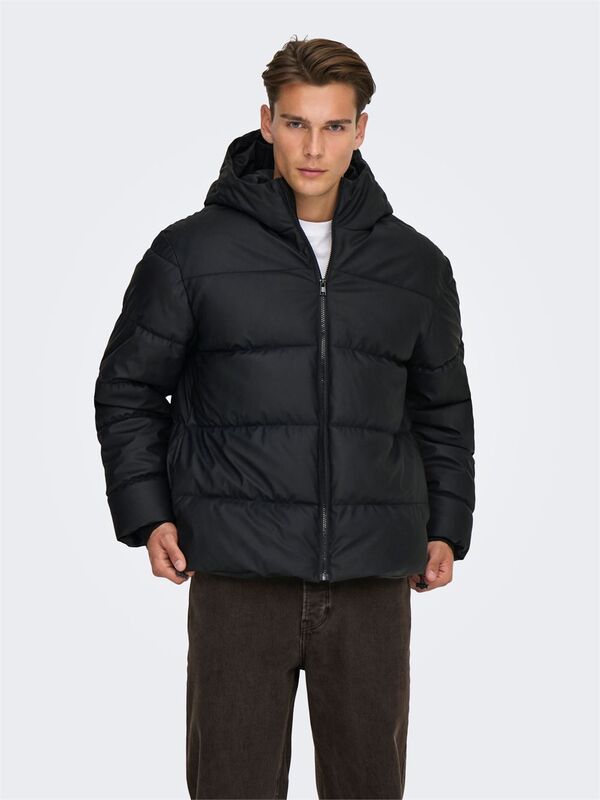 Only & Sons - ONSMICHAEL WATER REP. PUFFER OTW Erkek Siyah Mont - 22033698