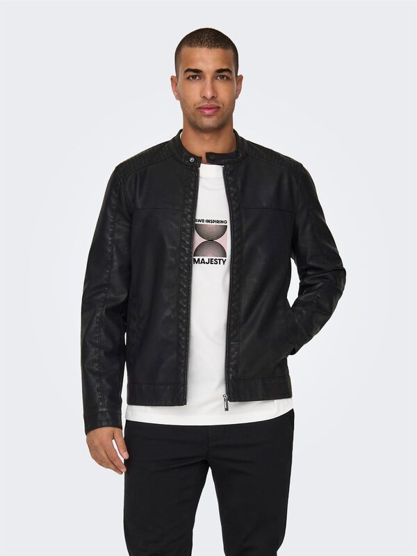 ONSMIKE PU RACER JACKET OTW NOOS Erkek Siyah Ceket - 22012339