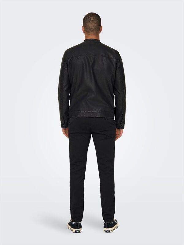 ONSMIKE PU RACER JACKET OTW NOOS Erkek Siyah Ceket - 22012339
