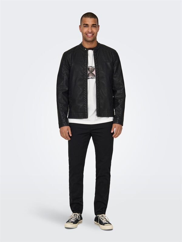 ONSMIKE PU RACER JACKET OTW NOOS Erkek Siyah Ceket - 22012339