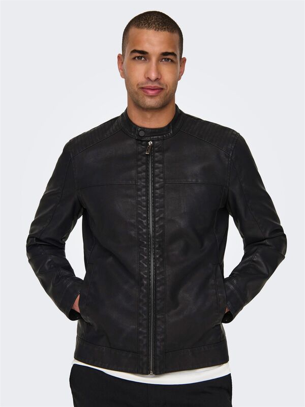 ONSMIKE PU RACER JACKET OTW NOOS Erkek Siyah Ceket - 22012339