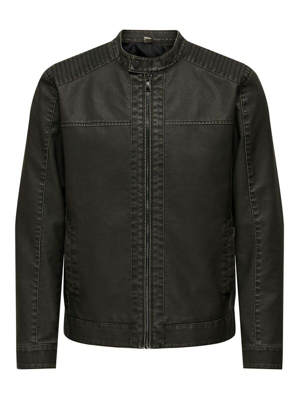 Only & Sons - ONSMIKE PU RACER JACKET OTW NOOS Erkek Siyah Ceket - 22012339