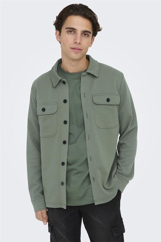 Only & Sons - ONSNEWKODYL OVERSHIRT SWEAT NOOS Erkek Gri UK Gömlek - 22021279