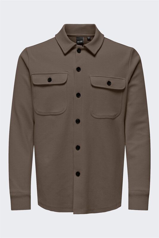 Only & Sons - ONSNEWKODYL OVERSHIRT SWEAT NOOS Erkek Kahverengi UK Gömlek - 22021279