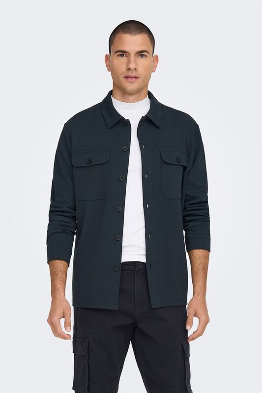 Only & Sons - ONSNEWKODYL OVERSHIRT SWEAT NOOS Erkek Lacivert UK Gömlek - 22021279