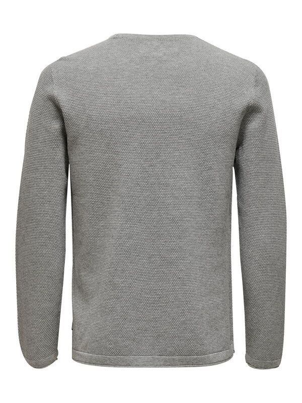 ONSPANTER REG 12 STRUC CREW KNIT NOOS Erkek Gri Kazak - 22016980