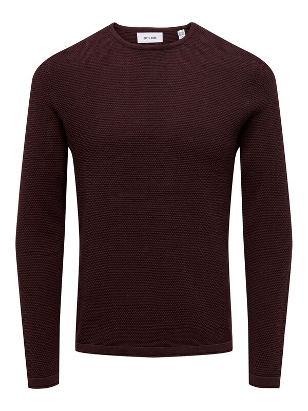 Only & Sons - ONSPANTER REG 12 STRUC CREW KNIT NOOS Erkek Kahverengi Kazak - 22016980