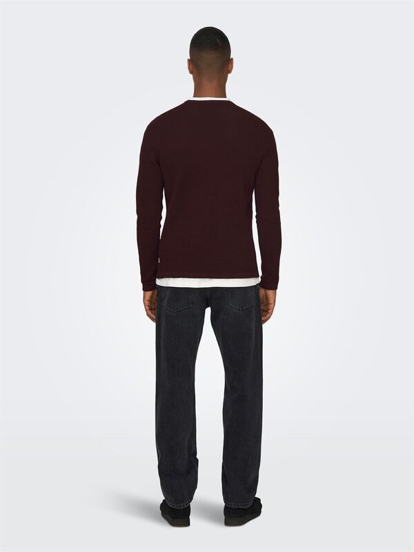 ONSPANTER REG 12 STRUC CREW KNIT NOOS Erkek Kahverengi Kazak - 22016980