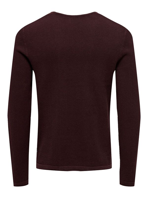 ONSPANTER REG 12 STRUC CREW KNIT NOOS Erkek Kahverengi Kazak - 22016980