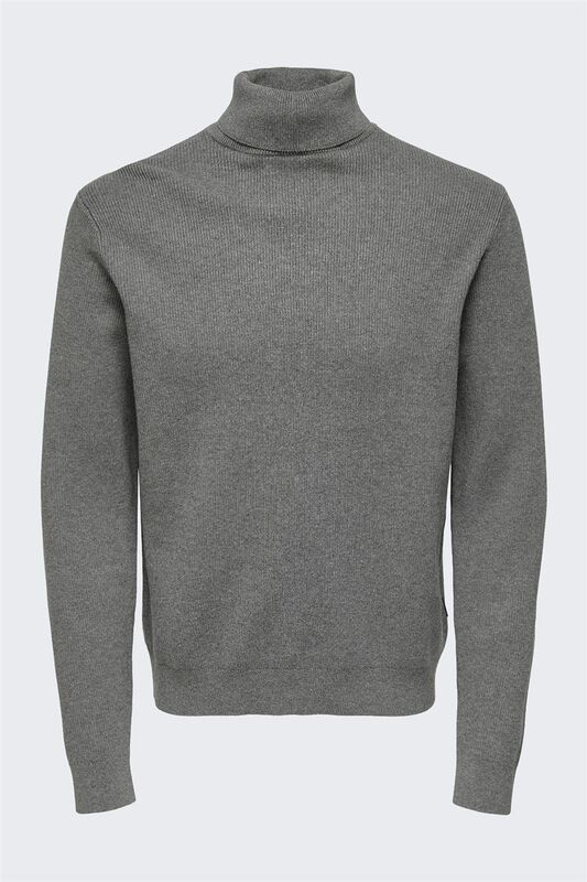 Only & Sons - Onsphil Reg 12 Struc Roll Neck Knit Noos Erkek Gri Kazak - 22023202