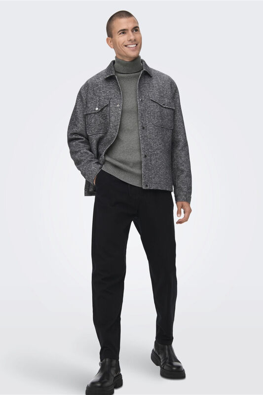 Onsphil Reg 12 Struc Roll Neck Knit Noos Erkek Gri Kazak - 22023202