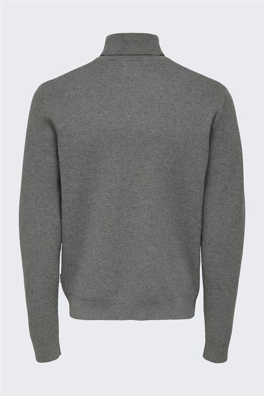 Onsphil Reg 12 Struc Roll Neck Knit Noos Erkek Gri Kazak - 22023202