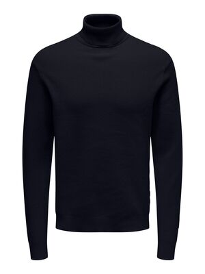 Only & Sons - Onsphil Reg 12 Struc Roll Neck Knit Noos Erkek Mavi Kazak - 22023202
