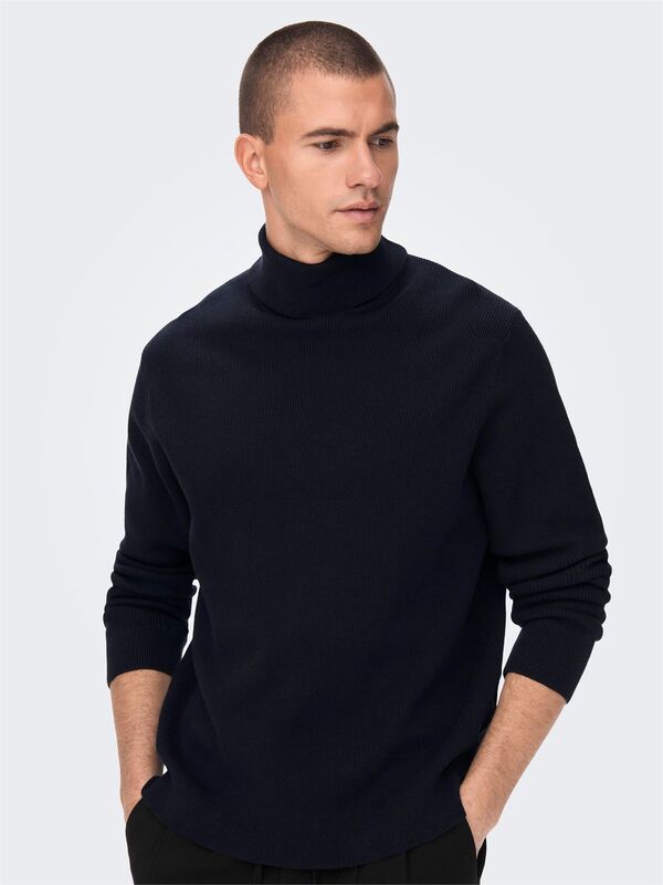 Onsphil Reg 12 Struc Roll Neck Knit Noos Erkek Mavi Kazak - 22023202