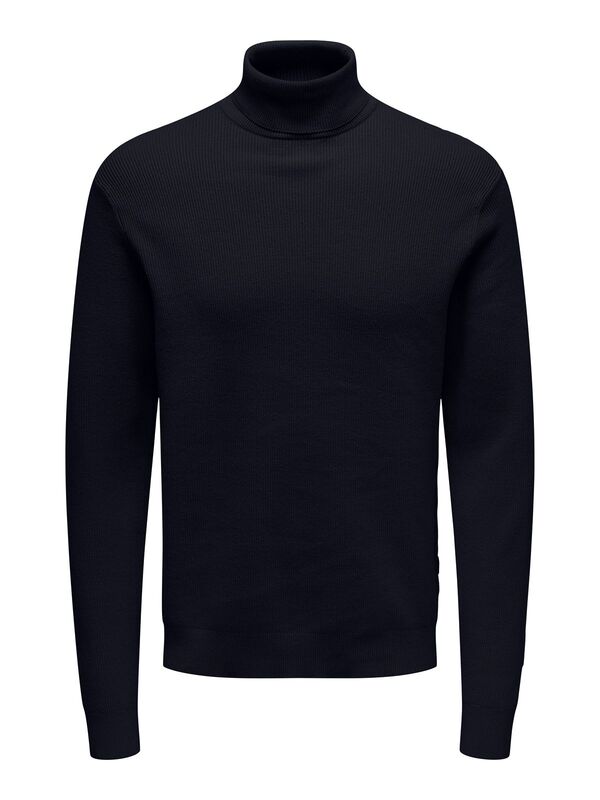 Only & Sons - Onsphil Reg 12 Struc Roll Neck Knit Noos Erkek Mavi Kazak - 22023202