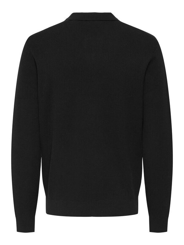 ONSPHIL REG 12 STRUC SPLIT NECK KNIT Erkek Black Kazak - 22035120