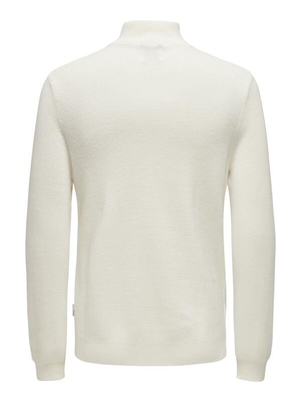 ONSPHILL REG 12 RIB HALF ZIP KNIT Erkek Bej Kazak - 22030794