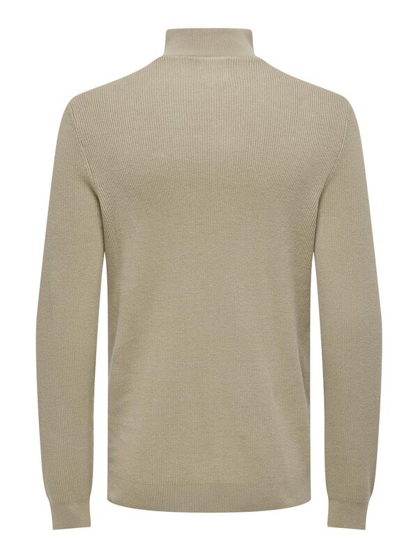 ONSPHILL REG 12 RIB HALF ZIP KNIT Erkek Kahverengi Kazak - 22030794