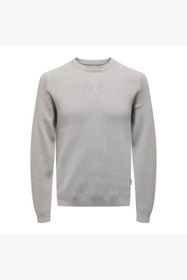 Only & Sons - ONSPIN REG 12 SOLID CREW KNIT Erkek Gri Kazak - 22027590