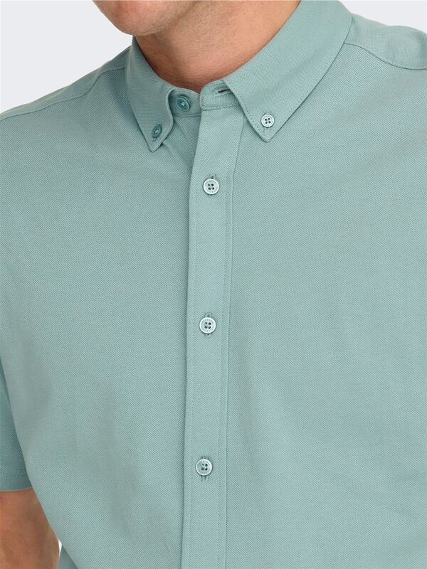 ONSTARP SLIM PIQUE BTN DOWN SS SHIRT Erkek Mavi KK Gömlek - 22026106